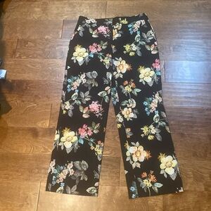 Zara Black Floral Pant 🌸🌺🌼🪷 Sz M